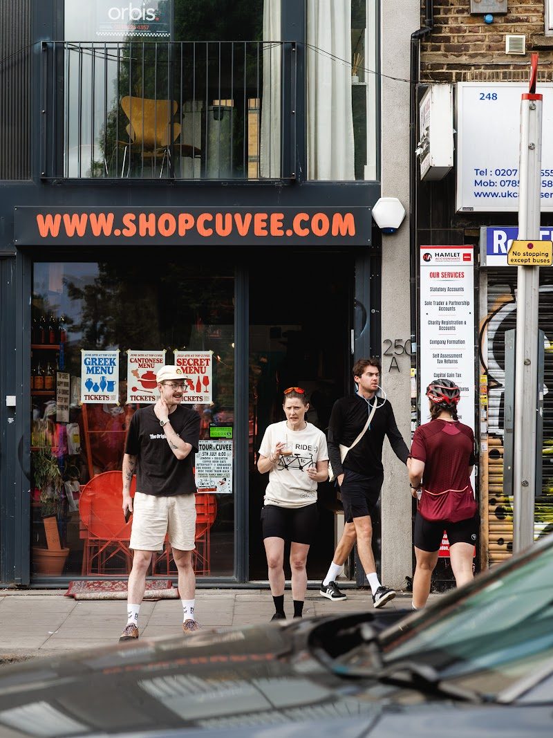 Riders outside Shop Cuvée